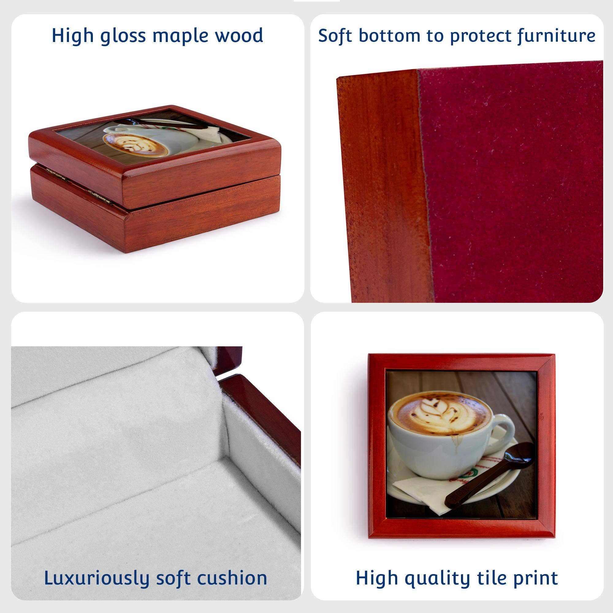 3dRose - Vente Boîte/rangement à bijoux - 3dRose, Café Américain avec Design de Tulipe et Cuillère en Chocolat, Boîte à Bijoux6