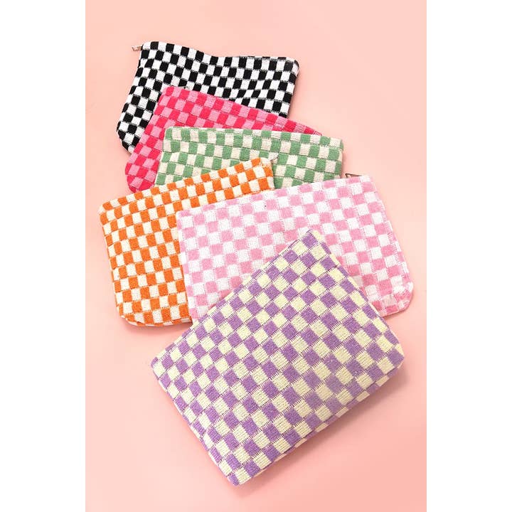 JOSSLYN by wall to wall - Wholesale Makeup/Cosmetic Bag - TRAVEL CHECKER MAKEUP COSMETIC POUCH BAG | 40P528