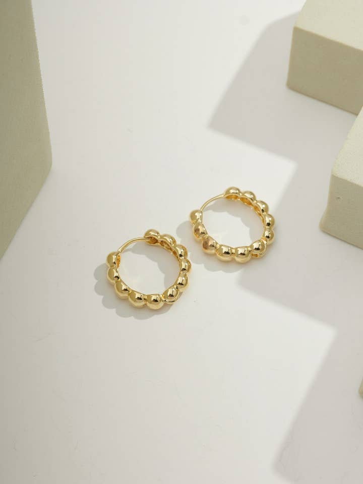 Hypoallergenic Dainty Beaded Mini Hoop | Fast Shipping for wholesale by Bossaglam Jewelry