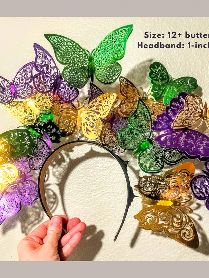 Mardi Gras Butterfly Carnival Crown Headband for wholesale by Shutterhaus