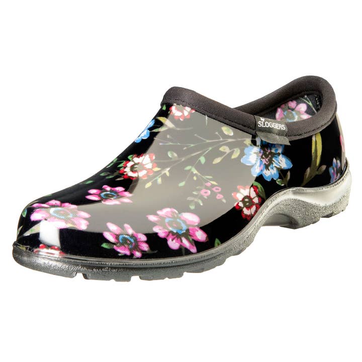 Women's Garden Shoe, Ditsy Spring Black Print for wholesale by Sloggers