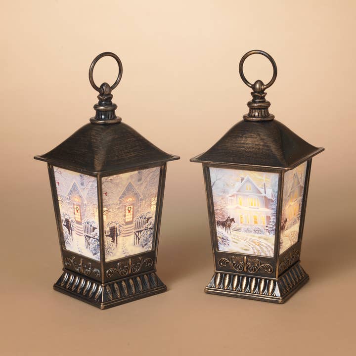 Promos 11"H B/O Lighted Holiday Village Design Spinning wate for wholesale by The Gerson Companies