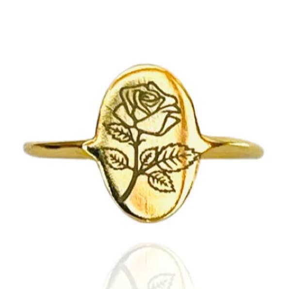 The Golden Rose Ring - Anello botanico moderno a strati per la vendita all'ingrosso da parte di Hudson and Birch