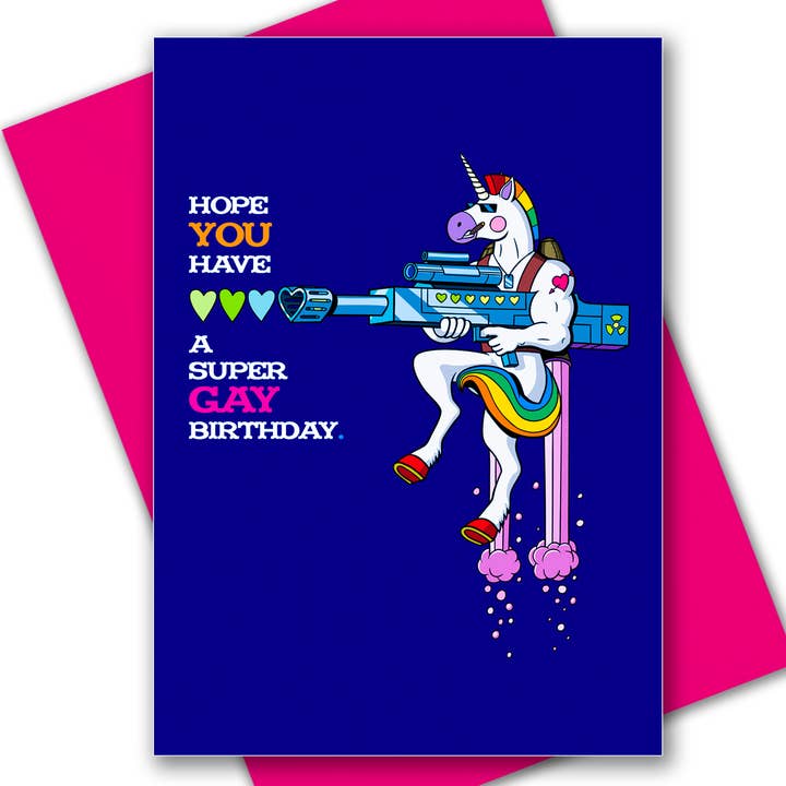 Peachy Kings / Kweer Cards – Großhandel Geburtstagskarten – Gay Unicorn Geburtstags-Grußkarte (Queer, LGBTQ)