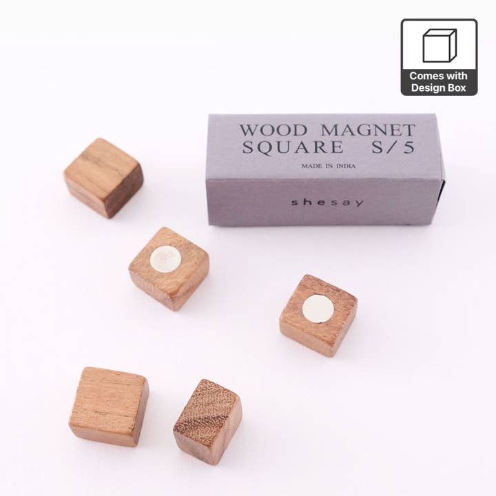 Wooden Magnetic Clips – Acacia Square Memo Set of 5 for wholesale by shesay
