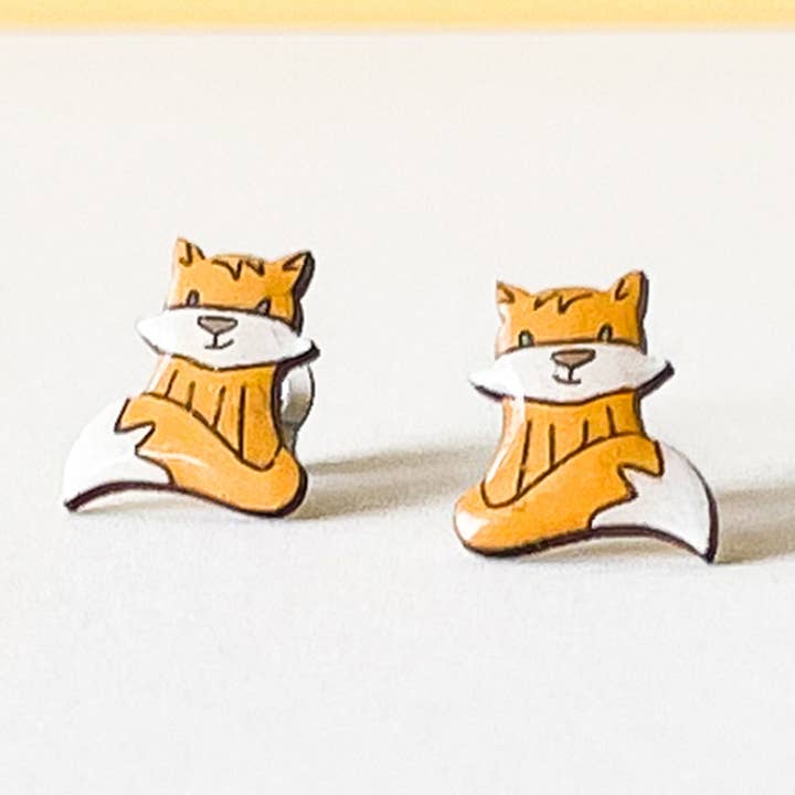 Brincos de Raposa Fofa para Crianças - Presente de Natal ou Enchimento de Meias por atacado de PinTonik