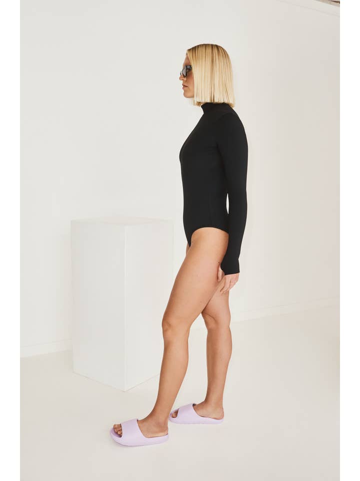 Salt Gypsy – wholesale Baddräkt - Dam – Salt Gypsy Turtleneck Surfsuit - Swim Onepiece - Svart Rib2