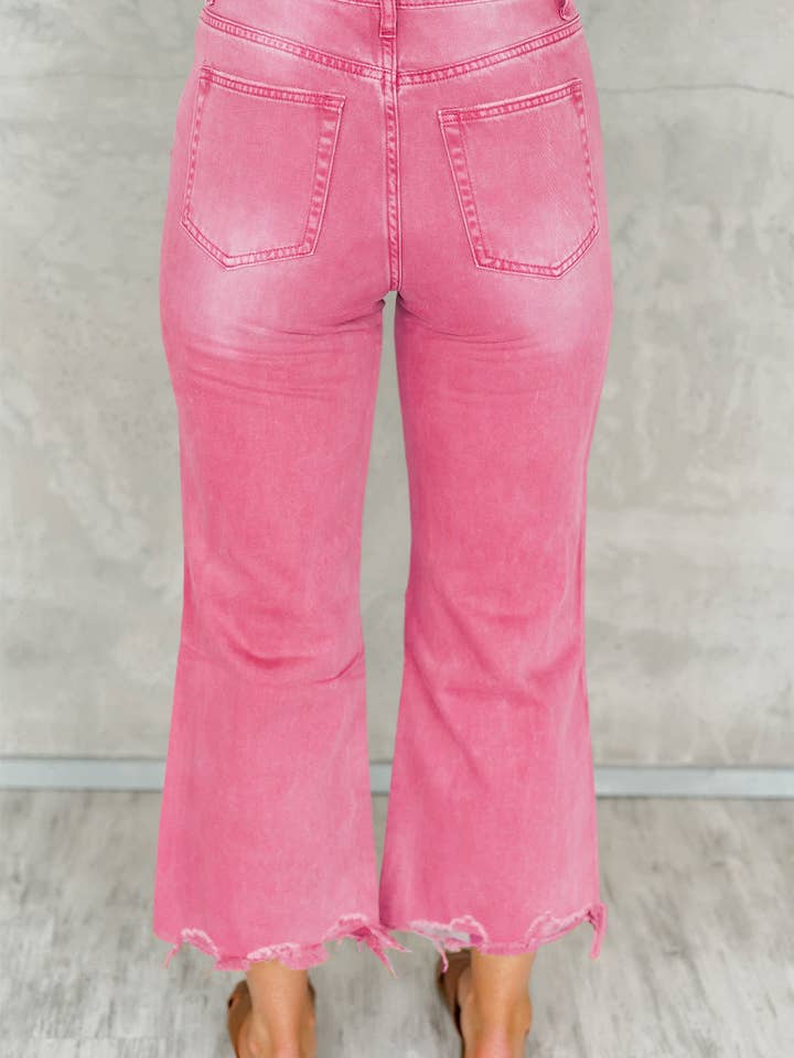 FULL TIME PURCHASE - Wholesale Jeans - Women's - Distressed Hollow-out High Waist Cropped Flare Jeans
