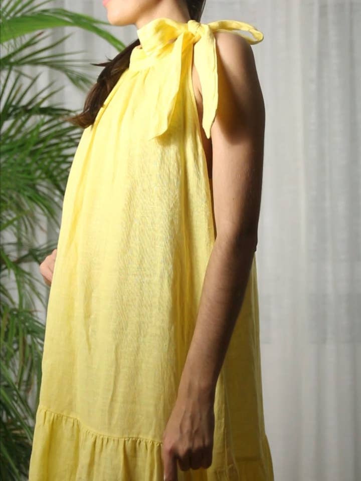 Linen & More - Wholesale Dress - Women's - REF 72319 LONG DRESS BOW 100% LINEN6