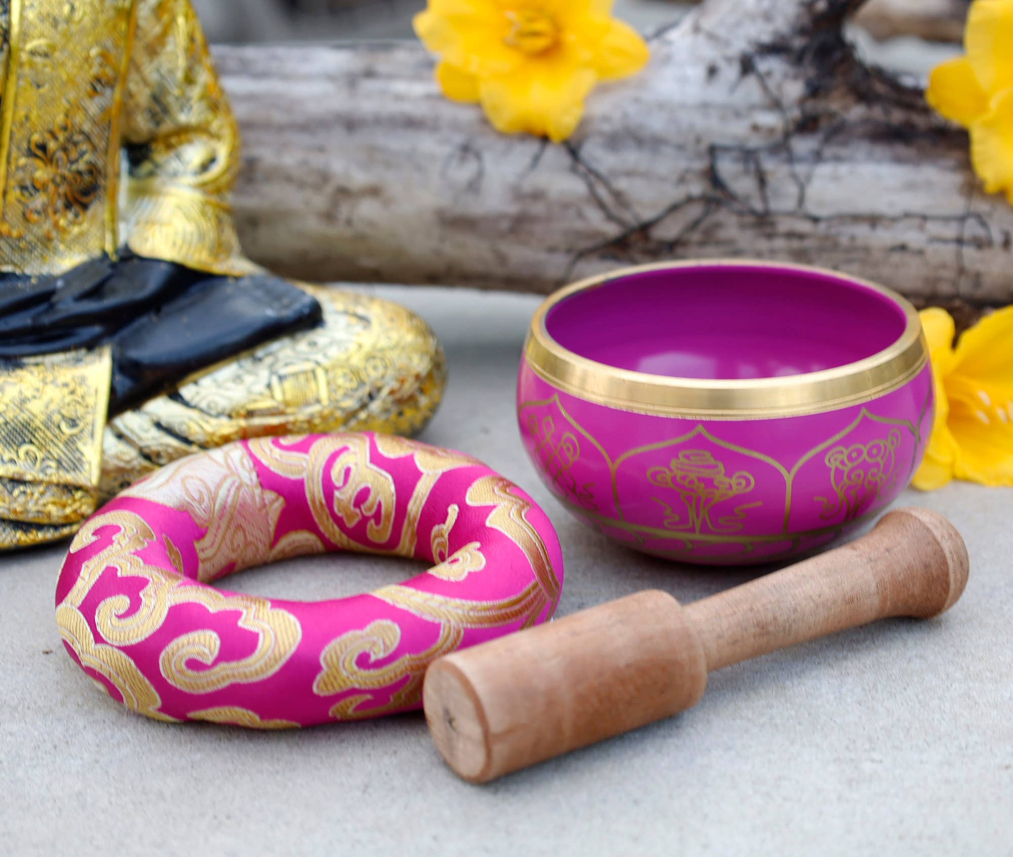 Lungta Imports - Wholesale Meditation Supplies - Tibetan Singing Bowl 8LS Complete Set For Meditation & Yoga6