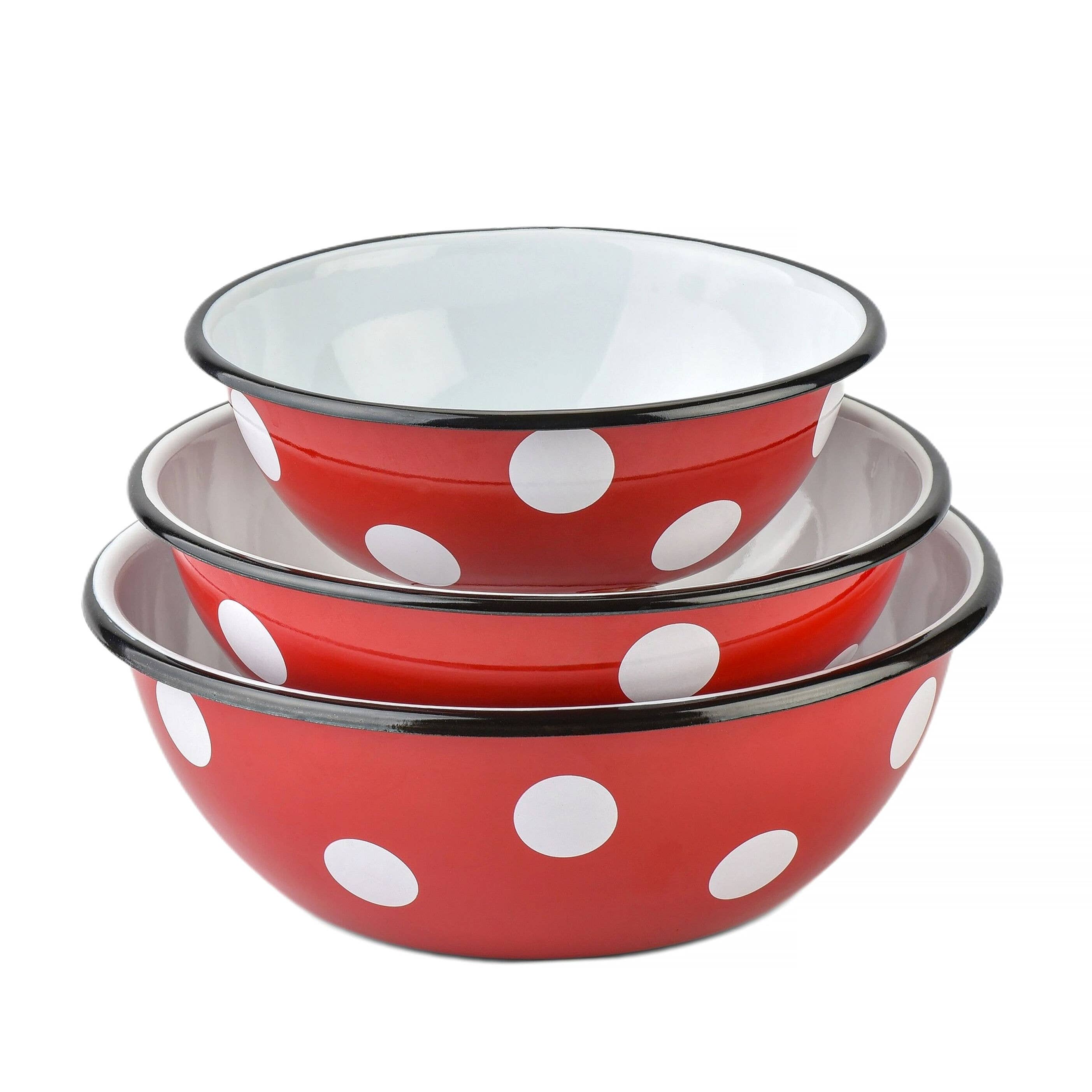 STP - Wholesale Bowl - Polka-Dot Enamel Steel Bowl Set of 3 (1.6+2.7+4.2-qt)6