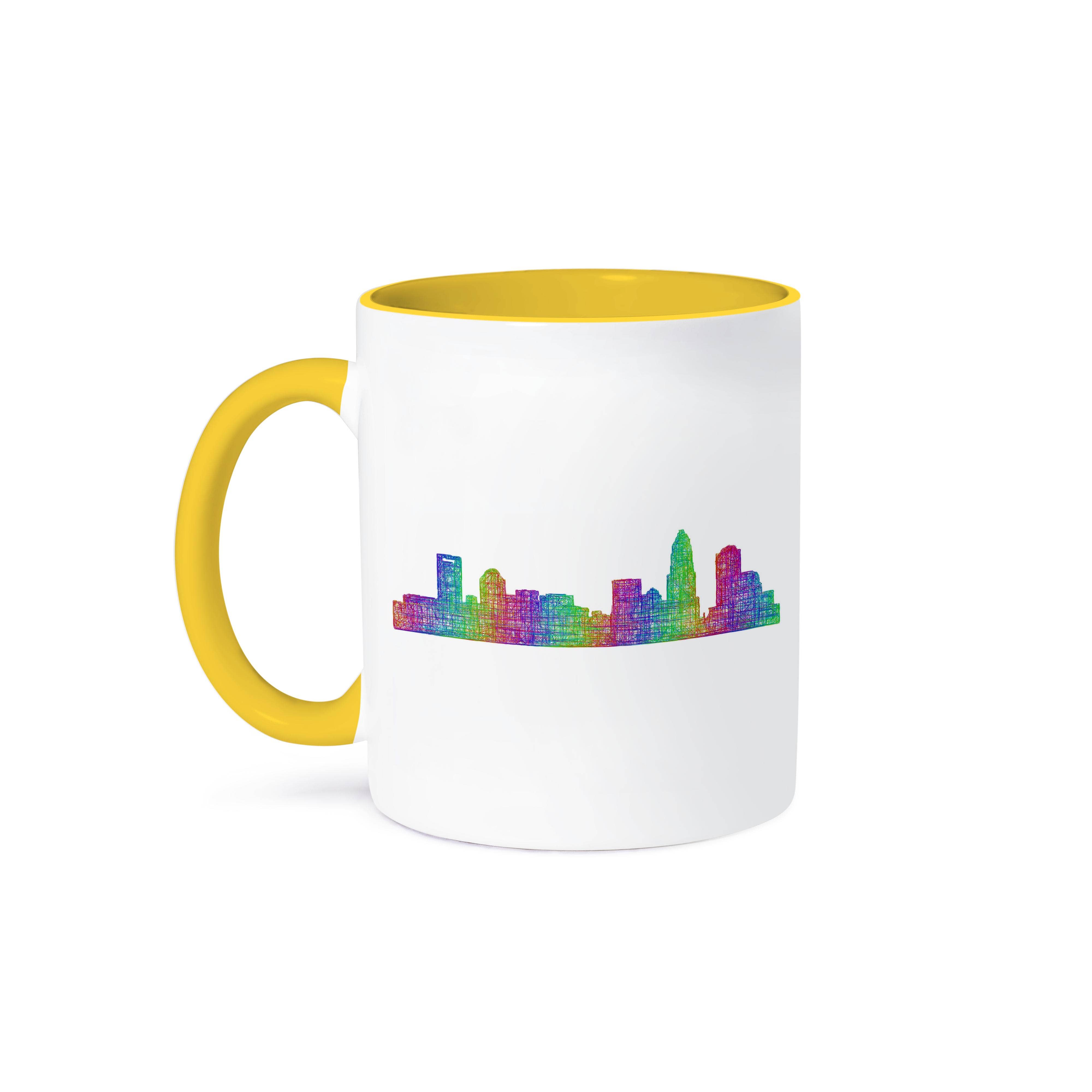 3dRose - Vendita all'ingrosso Tazza - 3dRose, Skyline della città di Charlotte - arte lineare multicolore, Tazza0