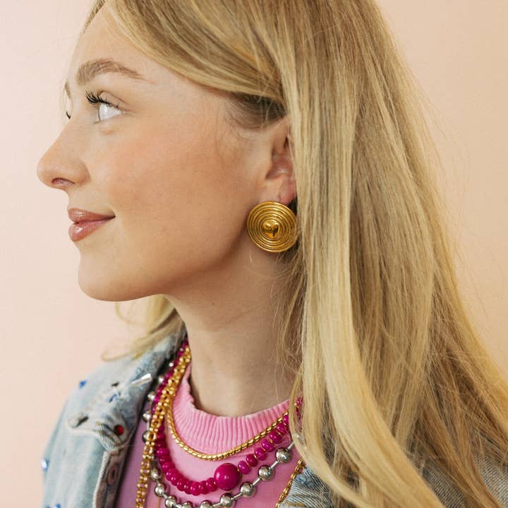 BELJOY – Engroshandel Ørestikkere – Elowen Hjerte Knap Statement Guld Øreringe1