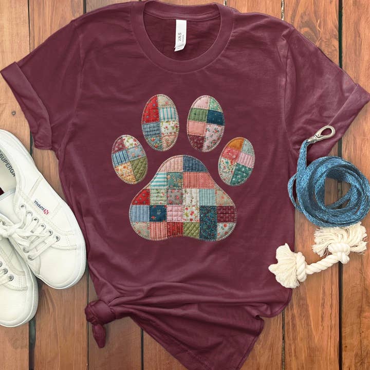 Puppy Jo - Wholesale Screen Printed T-Shirt - Women's - Faux Quilt Paw T-Shirt4