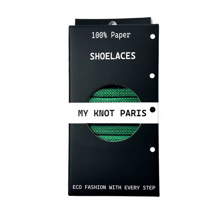 Green Paper Shoelaces for wholesale by MY KNOT PARIS