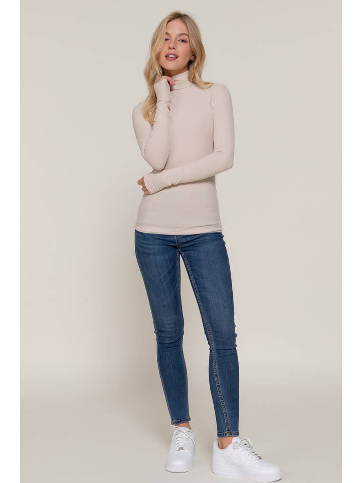 Active Basic | Active USA - Wholesale Knit Top - Women's - Long Sleeve Turtle Neck Rayon Span Rib Top  27