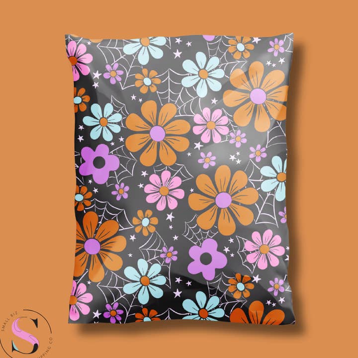 Small Biz Shipping Co - Wholesale Envelopes - 10x13" Poly Mailer - Groovy Spooky Floral0