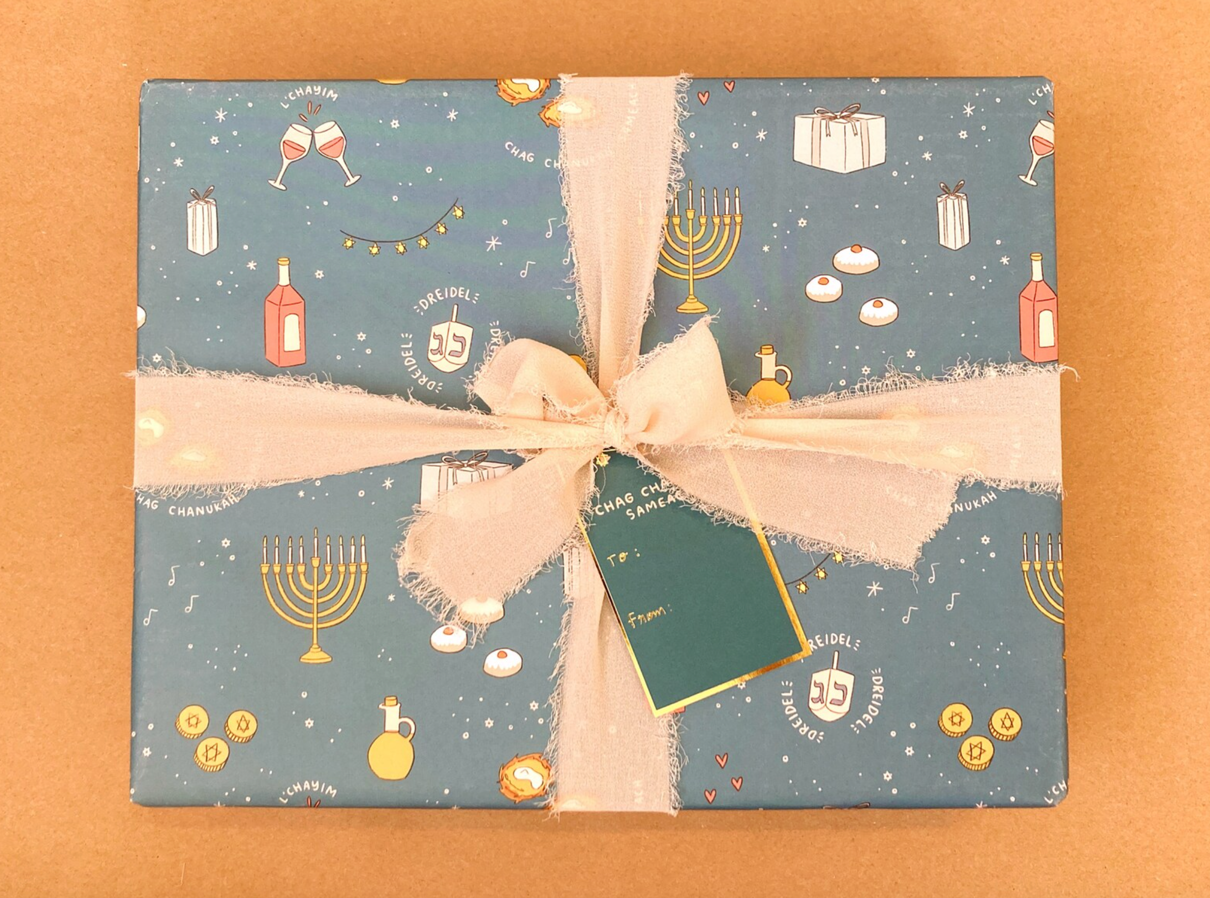 Abbie Ren Illustration - Wholesale Cadeaulabel - Chag Chanoeka Sameach cadeaulabels - Happy Chanoeka - Set van 103