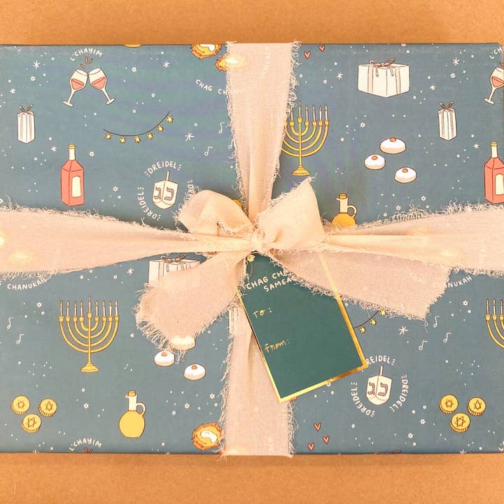 Abbie Ren Illustration - Wholesale Cadeaulabel - Chag Chanoeka Sameach cadeaulabels - Happy Chanoeka - Set van 103