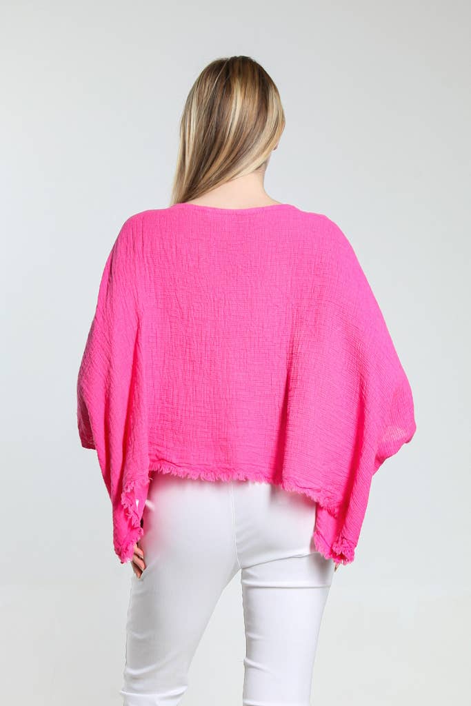 TINA Stephens Italy/Tees By Tina - Wholesale Blouse - Women's - Archer Loose Gauze Raw Edge Top (BQ162)13