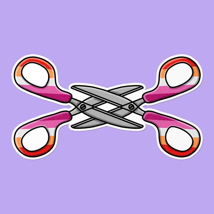 Lesbian Scissors | LGBTQ+ Queer Pride Adult Sassy Sticker for wholesale by That Queer Card Co
