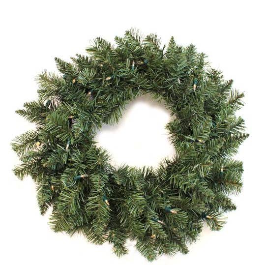 Perfect Holiday - Wholesale Wreath - 24" Prelit Tapered Salem Pine Wreath Battery Operated Lights