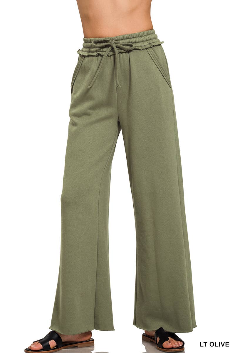 42POPS - Wholesale Pants - Women's - ,,.0904 Fleece Exposed Seam Wide Leg Sweatpants SI-2703313