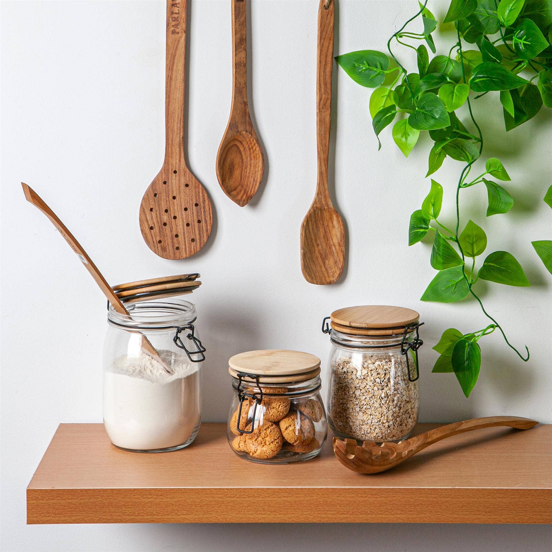 Rinkit Ltd - Wholesale Jar - Argon Tableware Storage Jar Wooden Lid - Black Seal - 1L3