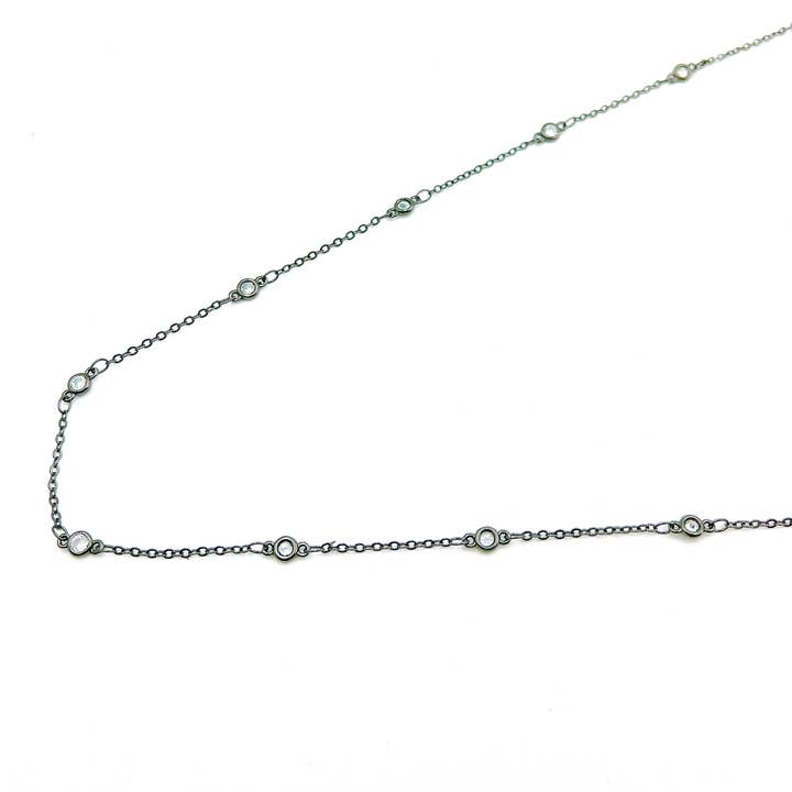 Beads Creation - Wholesale Link & Chain Necklace - Diamond by Yard Round CZ Bezel Chain, Link & Chain Necklace