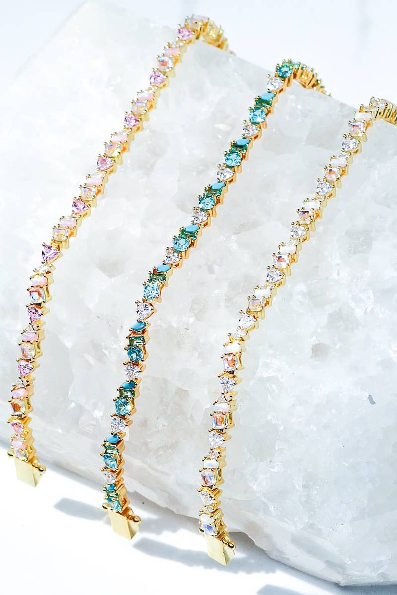 Native Gem - Vente Bracelets maillon et chaîne - Bracelet Vienna - Opale rose + or vermeil 14 carats5