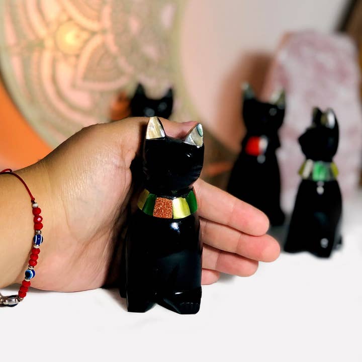 Rock Paradise - Wholesale Decorative Figurine - Polished Black Obsidian Crystal Cat Statues5