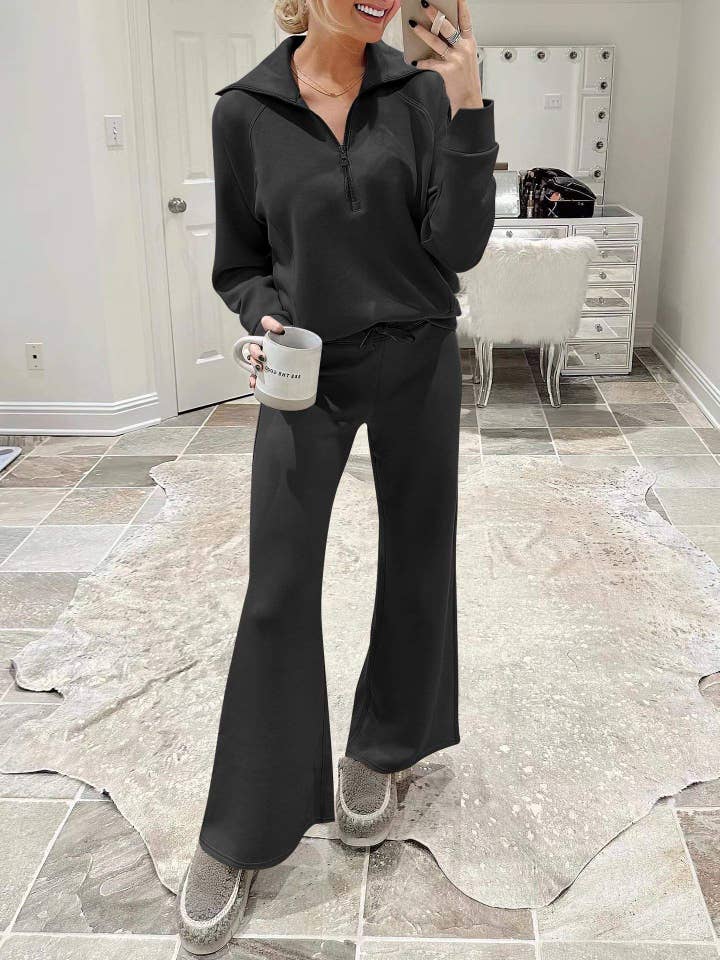 Queen Fashion - Wholesale Top & Skirt Set - Women's - long sleeved sweater wide leg pants two piece set33