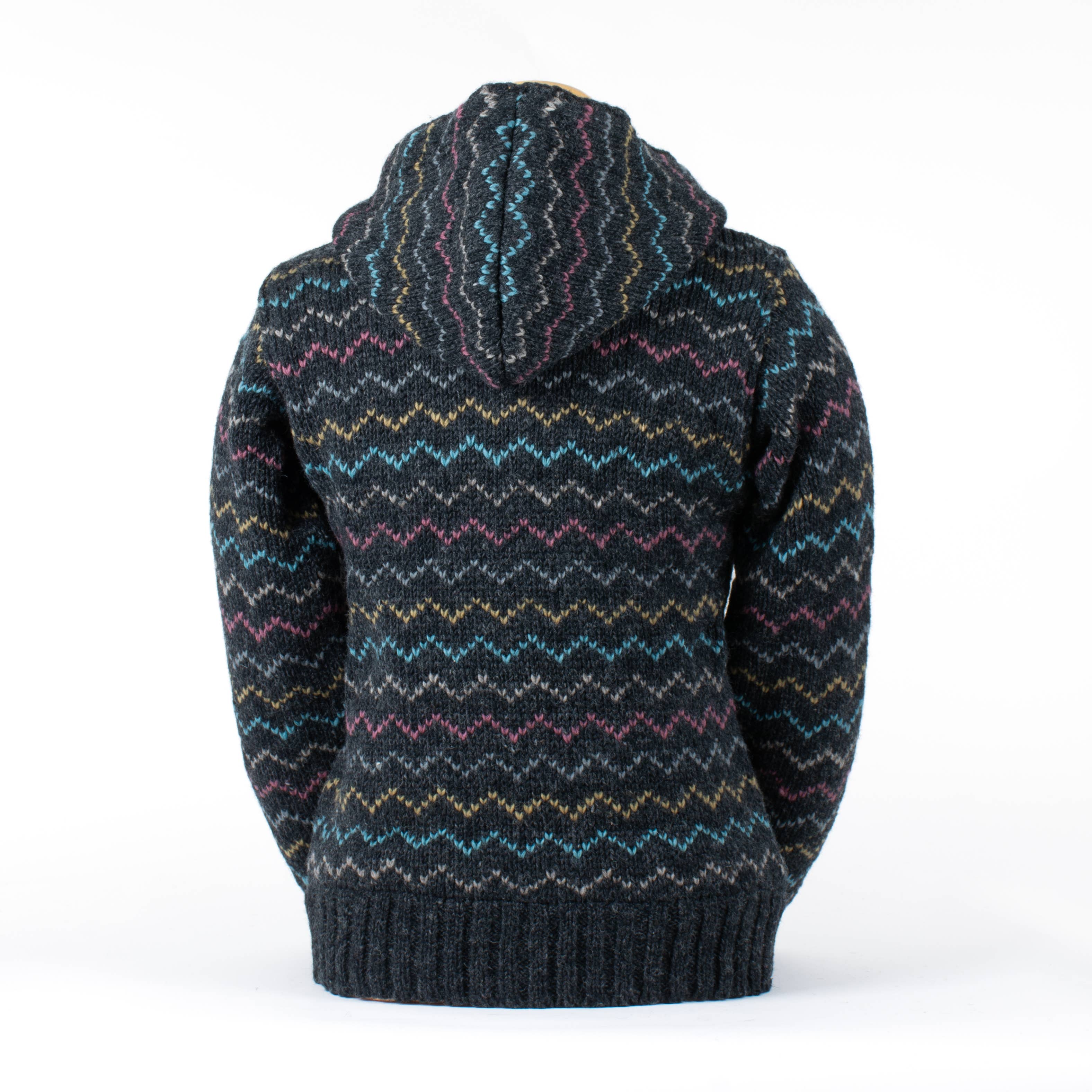 Lost Horizons Knitwear – Ships from USA - Vente Pull en maille – femme - Hoodie en laine à chevrons pour femme Ziggy3