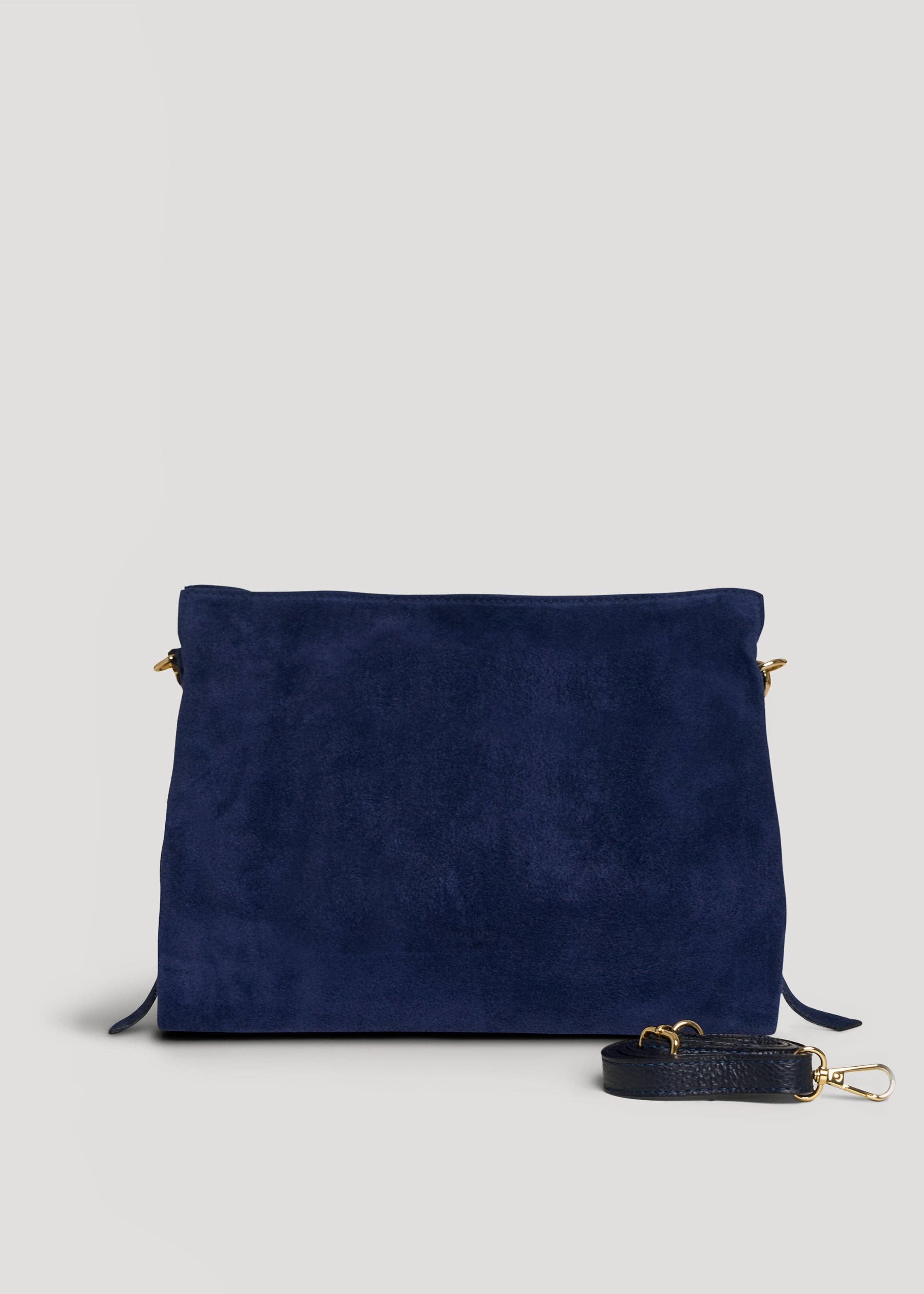 Voemièn - Vente Sac porté épaule – femme - Sac Braid en daim bleu marine et cuir Dollar3