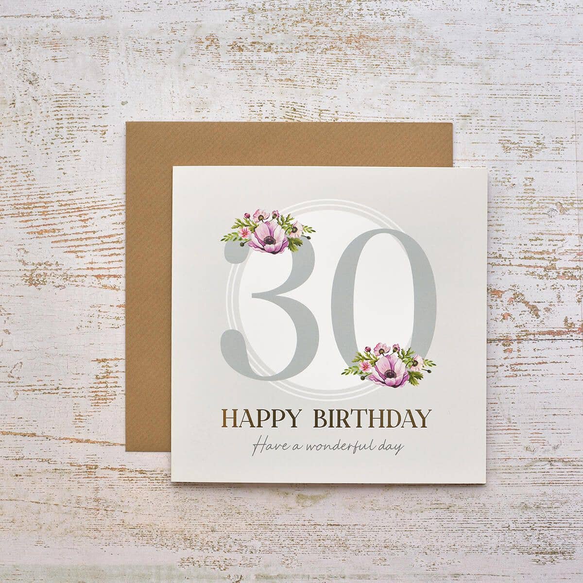 Langs - Wholesale Birthday Card - Celebrations 30th Birthday With Flowers Gold Foil Card0