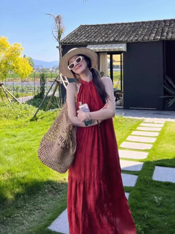 Rouge Robe rétro chinoise moderne printemps 25 chic en vente sur Faire14