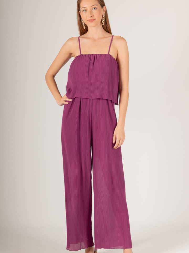 Pleated Cami Strap Jumpsuit for wholesale by Before You Collection