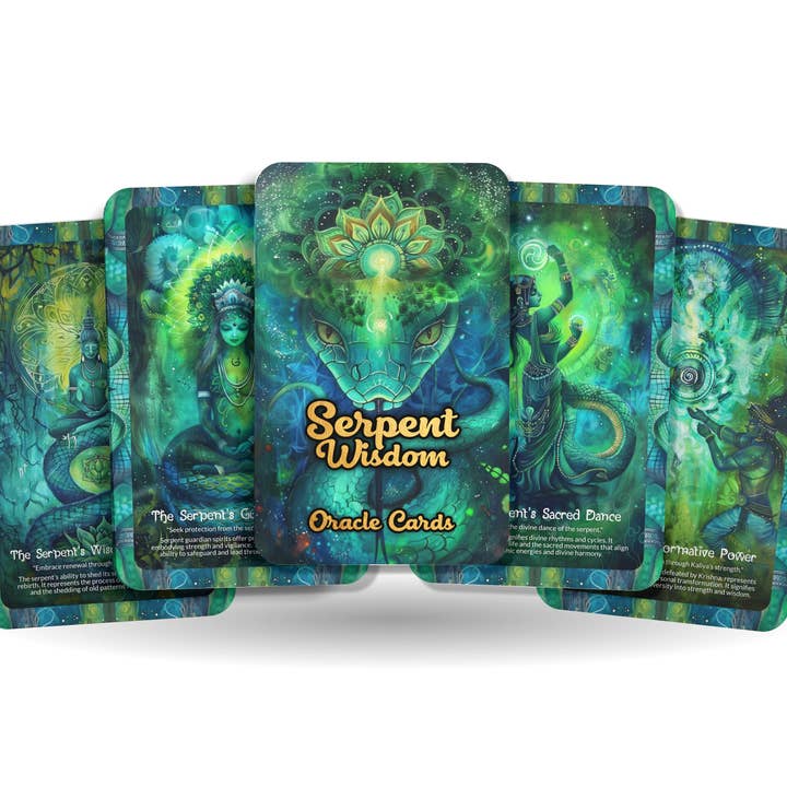 Serpentens Visdom Orakelkort - 22 Orakelkort - Udnyt den gamle visdom fra slangen til transformation og helbredelse. for engroshandel hos Ibiza Tarot USA