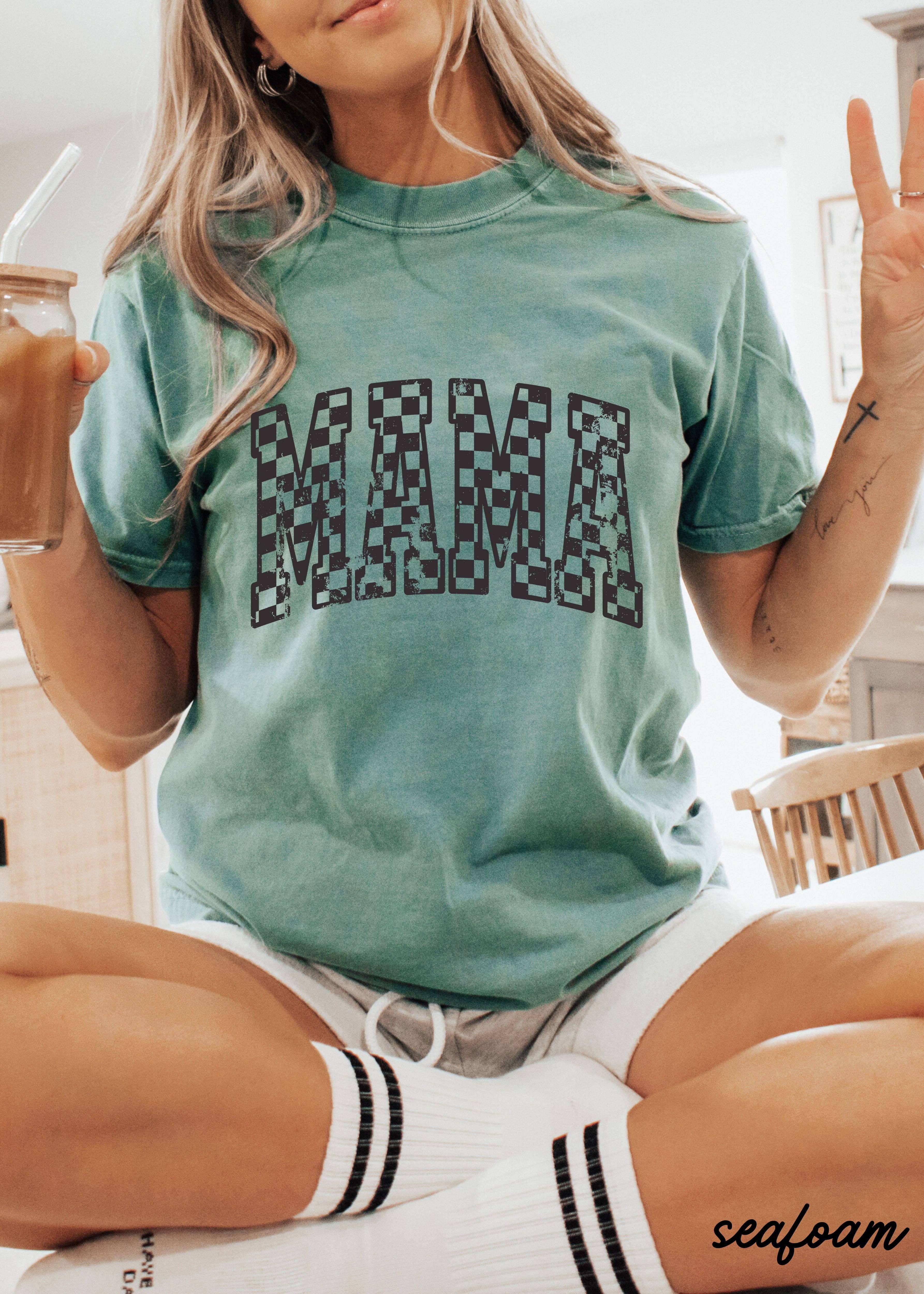 Chloe Vs Tank - Wholesale Screen Printed T-Shirt - Unisex - Mama Outline Checkered Tee *12 Colors (S-3X)12