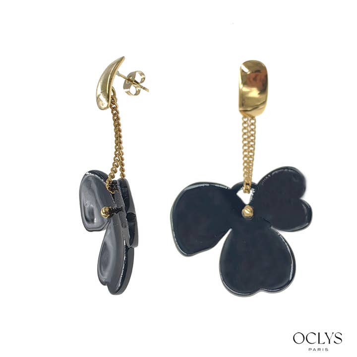 Oclys - Wholesale Dangle Earrings - Vivi gold stainless steel resin flower earrings4