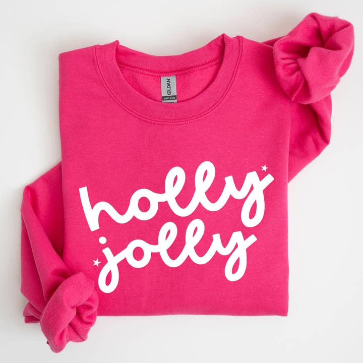 Refinery Number One LLC - Wholesale Graphic Sweatshirt - Unisex - Holly Jolly, Retro Christmas, Classic, Santa Xmas Sweatshirt