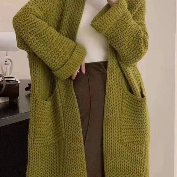 Rosa Clothing - Wholesale Cardigan - Women's - Gentle Soft Hollow Twist Knitted Long Cardigan