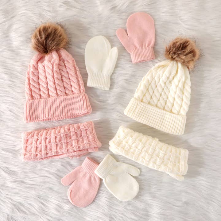 PatPat - Wholesale Clothing Set - Baby - 3-pack Baby Toddler Knit Beanie Mittens Set