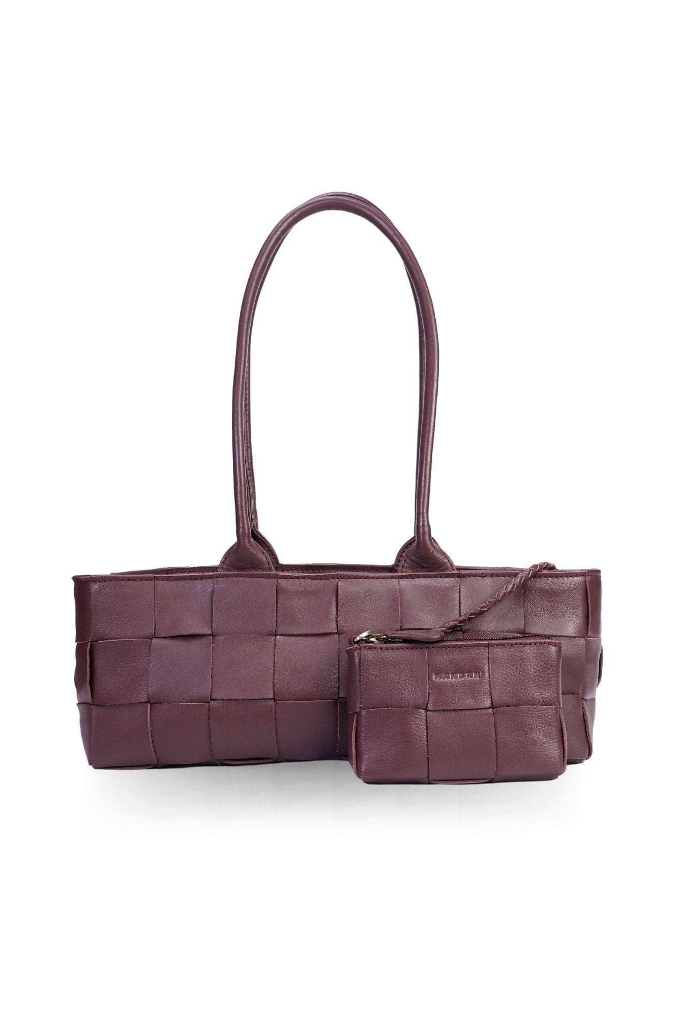 MANDRN - Wholesale Top Handle Bag - Women's - Woven Rosalie - Burgundy1