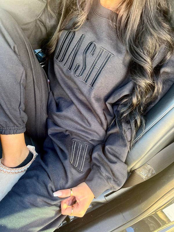 BLACK Custom Tonal Embroidered Sweatshirt for wholesale on Faire