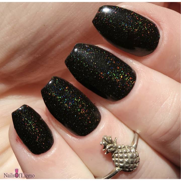 Loud Babbs – wholesale Nagellack – Mel svart nagellack med Holo Glitter