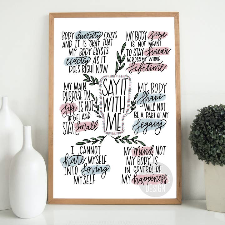 Body Positive Mantras | Body Positivity Affirmations for wholesale by Three Sparrows Design