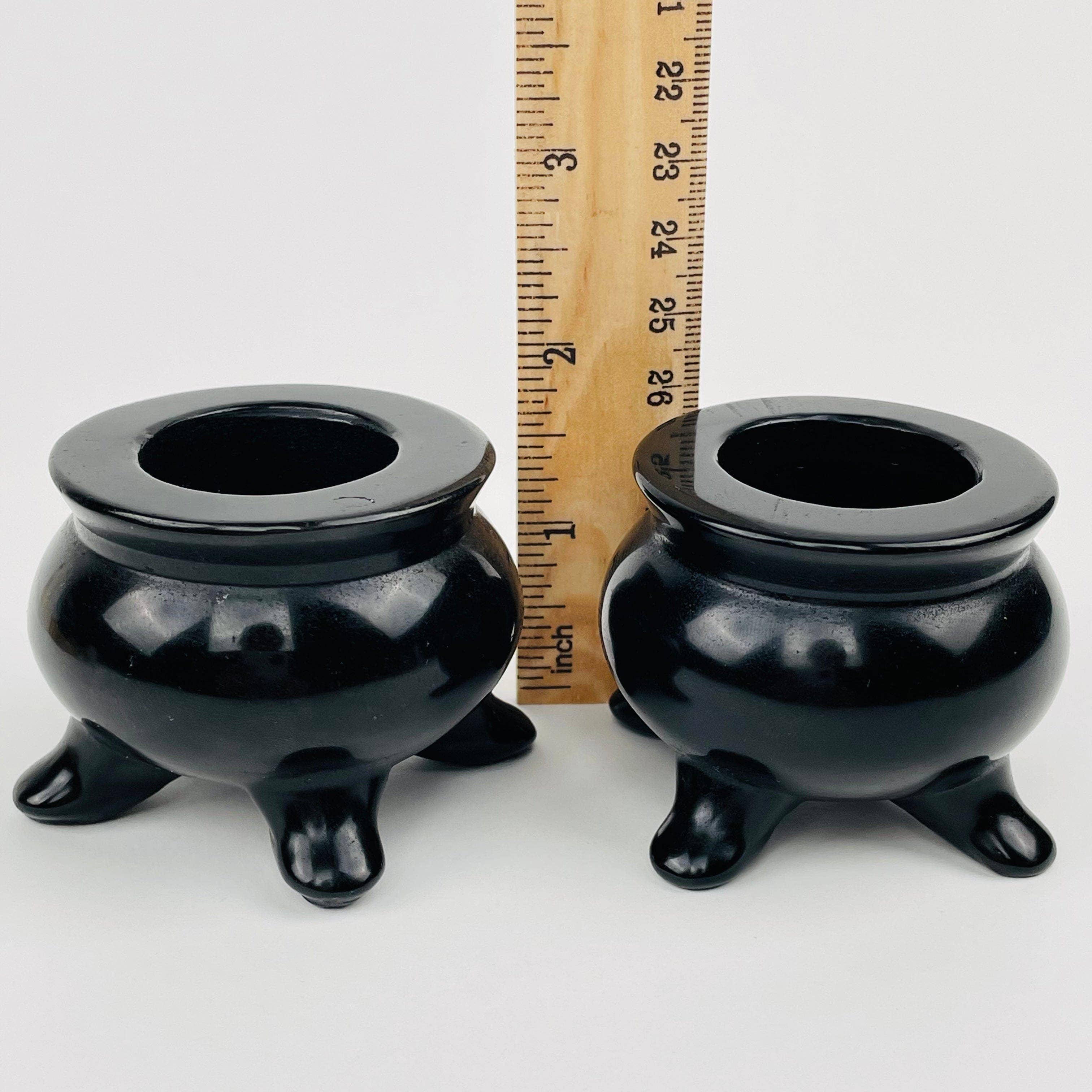 Rock Paradise - Wholesale Decorative Tabletop Object - Black Obsidian Cauldron Crystal Sphere Holder - Halloween5