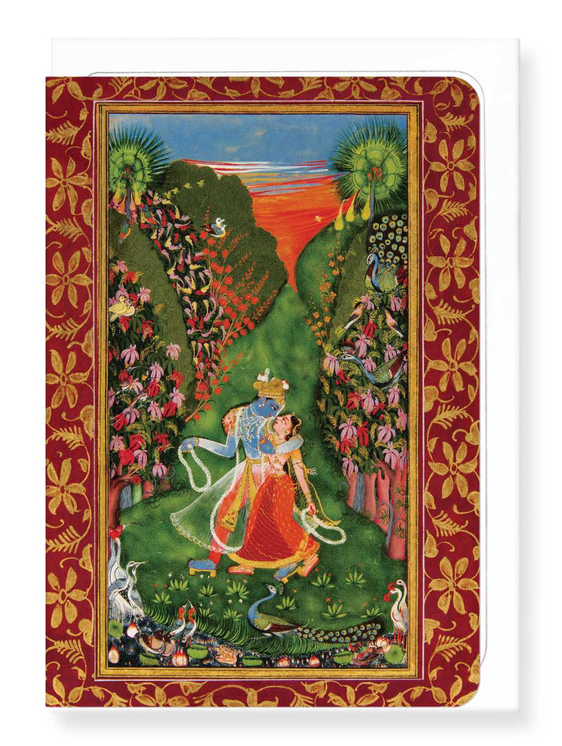 Ezen Trade - Wholesale Everyday Greeting Card - RADHA ET KRISHNA UN BOISSON FLEURI (1720): Painting Greeting Card0