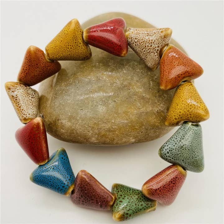 Mio Queena - Wholesale Beaded Bracelet - Colored Glazed Ceramic Elastic Bracelets
